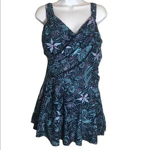 Women’s Swim Skirt Wrap Push Up Swimsuit Padded One Piece Bathing Suits 3XL NWOT